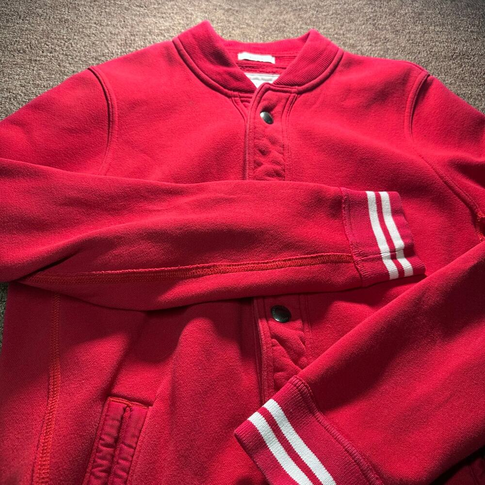 Abercrombie & Fitch Jacket Varsity Style Muscle Fit Button Up Red Men’s Medium - Picture 3 of 6